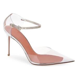 New Amina Muaddi Ursina Crystal pointed toe‎ clear pump size 40EU